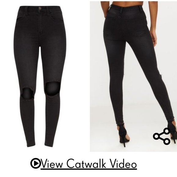 BNWT PRETTY LITTLE THINGS BLACK SQUARE RIP KNEE - Picture 3 of 9